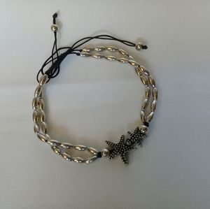 Silver beaded starfish ankle bracelet